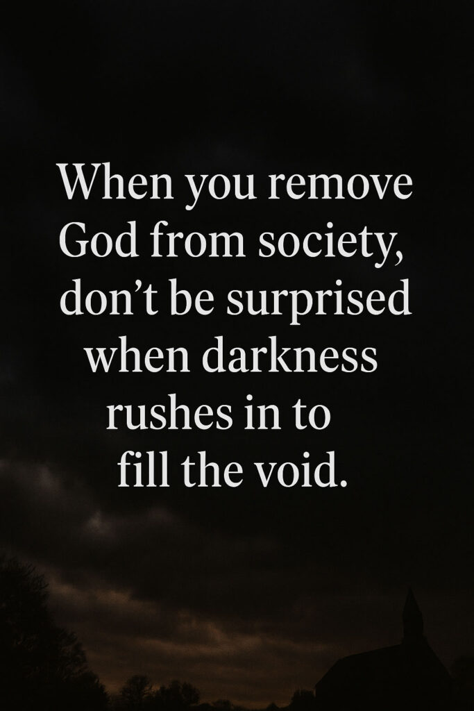 Infographic on the reason for a godless society.