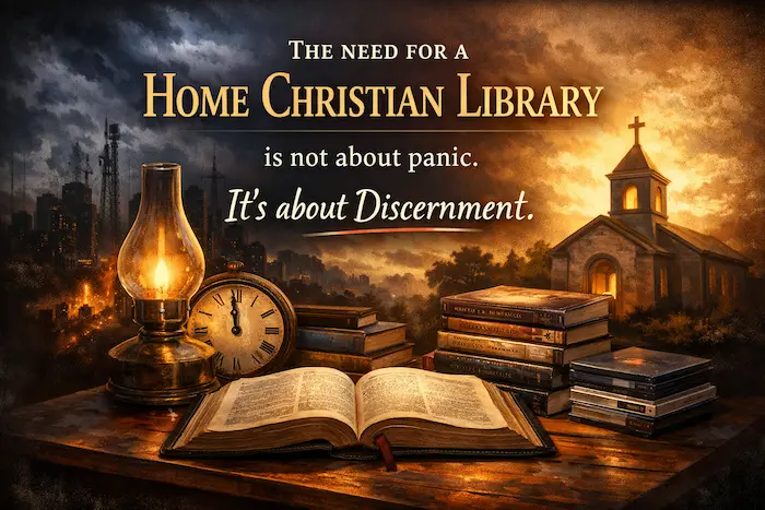 Infographic image about a home Christian library.