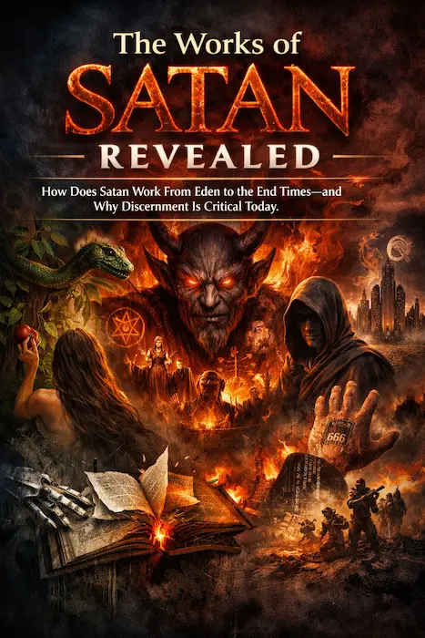 Infographic image on the works of Satan in 2 Thessalonians 2:9-12.