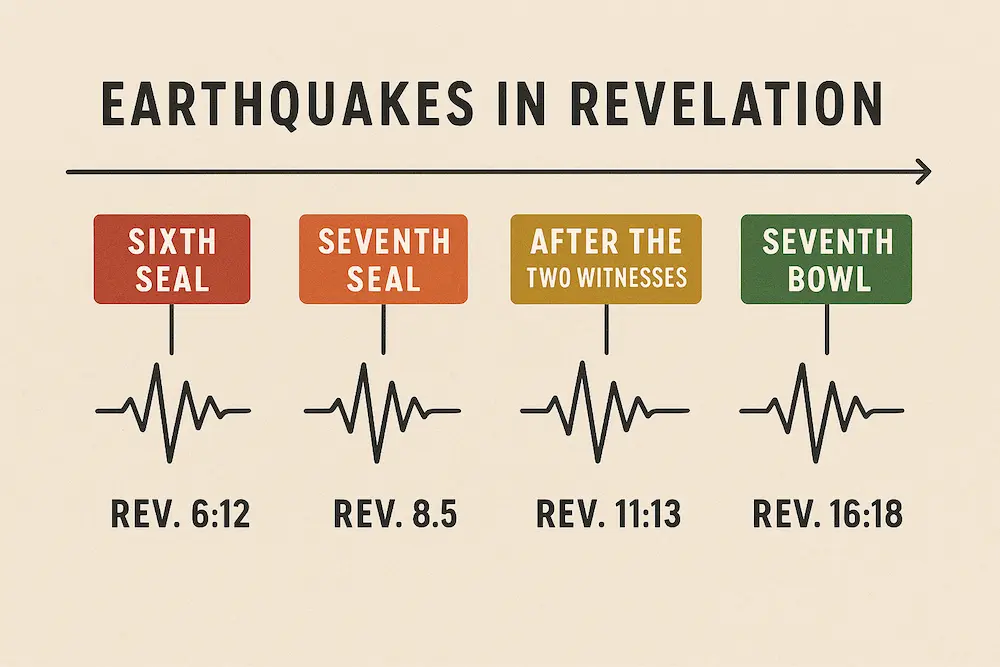 Infographic on famines and earthquakes in Revelation.