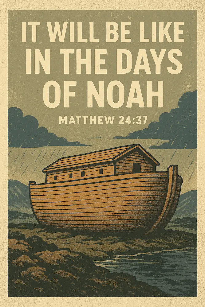 Infographic describing like the days of Noah in Matthew 24 Olivet Discourse. 