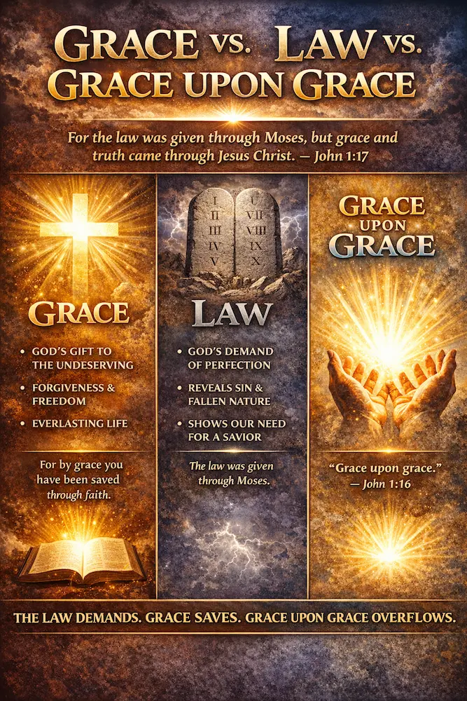 Infographic describing what is grace in the Bible and what grace upon grace means.