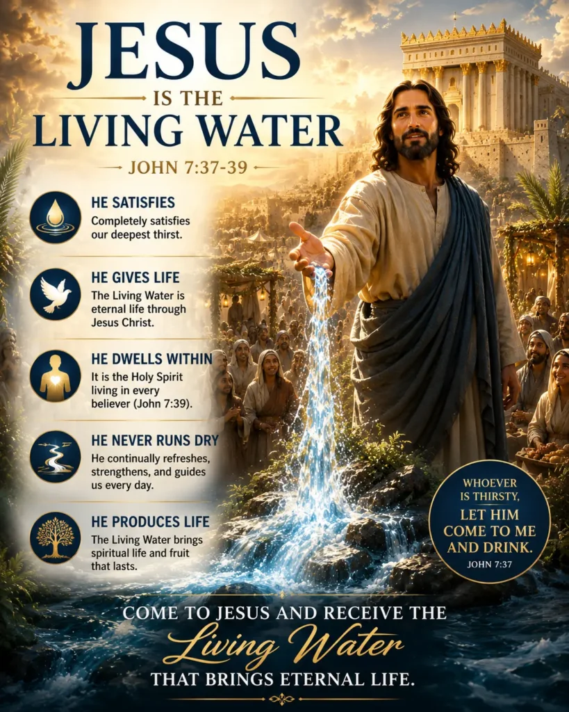 Infographic explaining why Jesus is the living water in John 7.