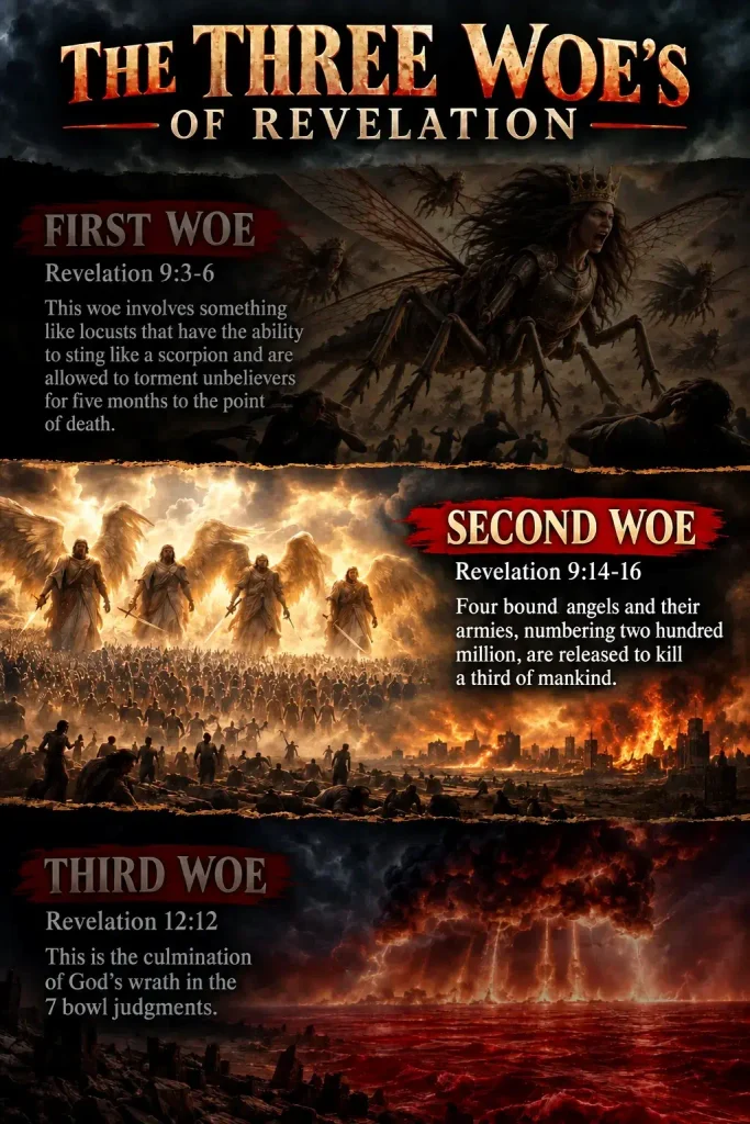 Infographic explaining the end of the second woe in Revelation 11.