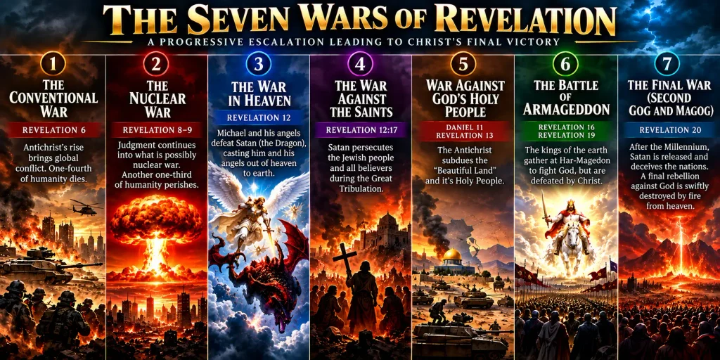 Infographic that explains how the 3rd seal of Revelation lends to the wars that will rage during the Tribulation period.